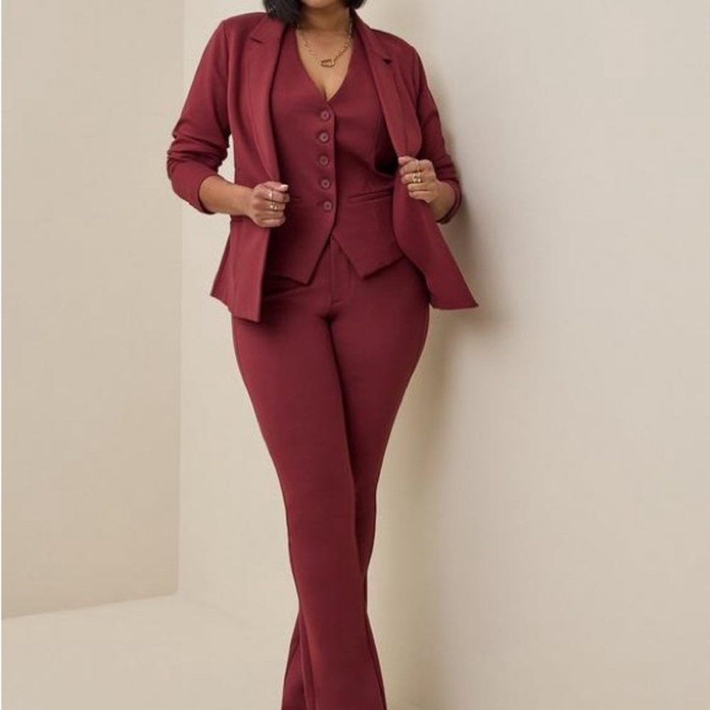 Torrid Trouser Slim Boot Ponte Pant New Maroon Red 22R